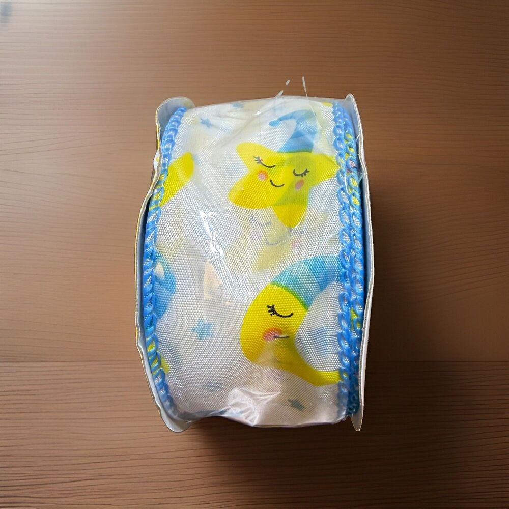 Ribbon 1.5 In 108 In. Blue Baby Moon Star Celestial 2002 Vintage Y2K